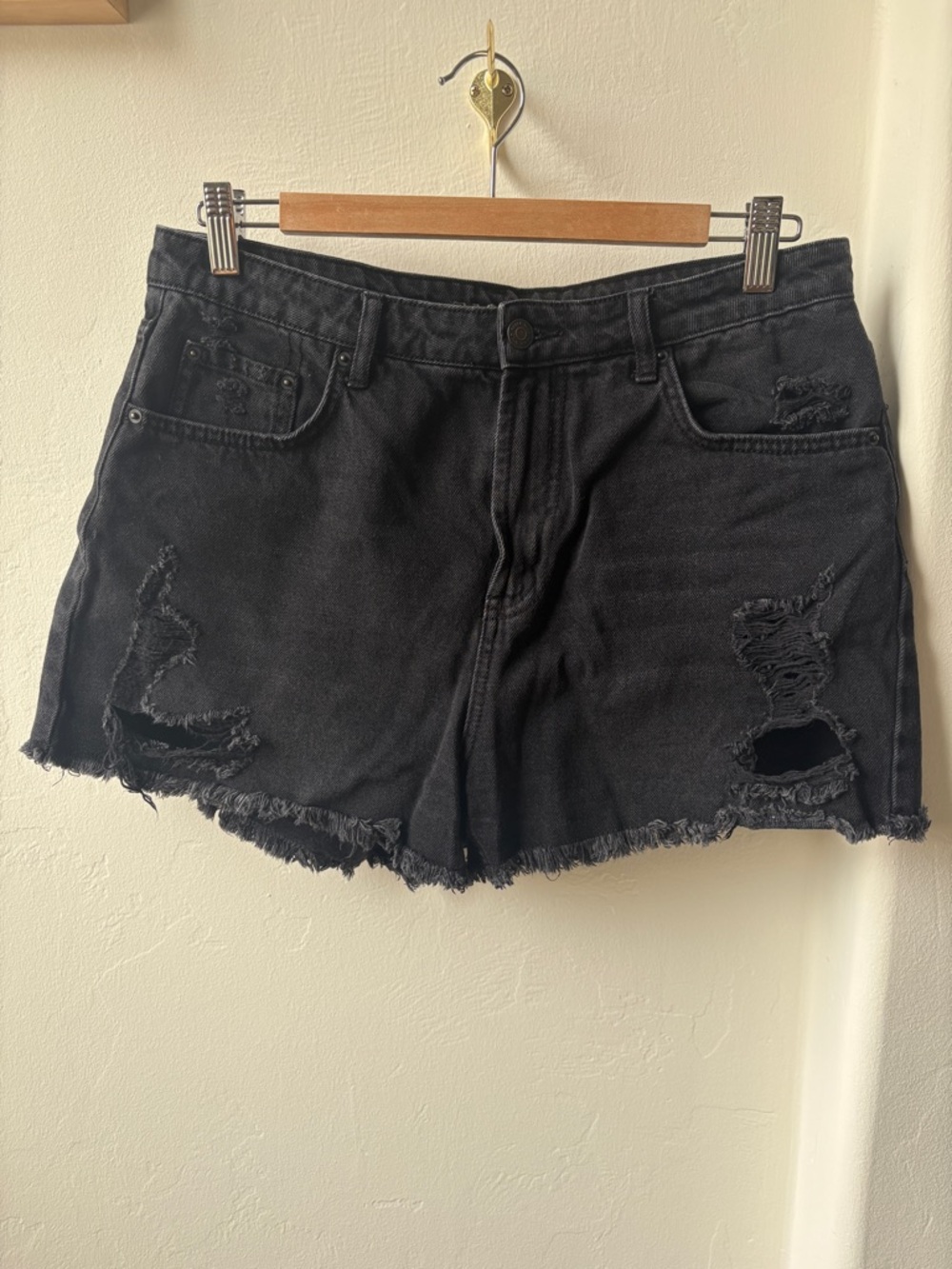 wild fable Black Distressed High-Rise Denim Shorts Size 10 100% Cotton